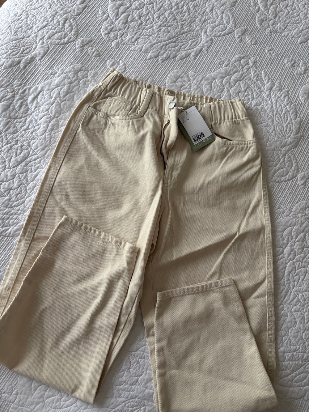 H&M Women's Wide-Leg Jeans in Cream